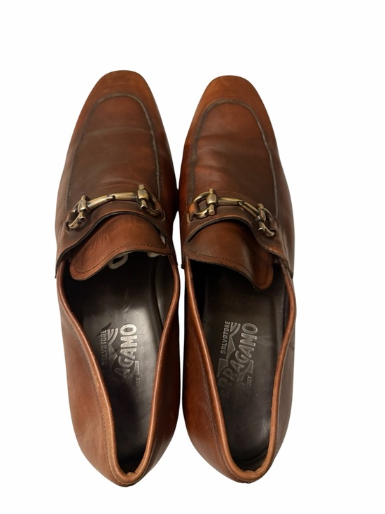 Salvatore Ferragamo Brown Leather Bit Slip-Ons, pre-owned, gently used main image 4